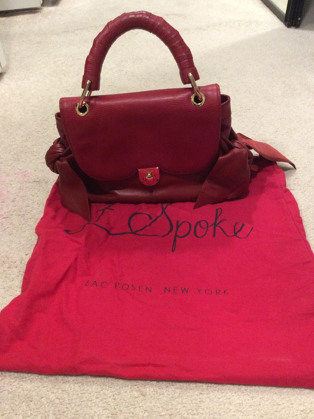 Zac Posen Burgundy Structured Top-Handle Satchel